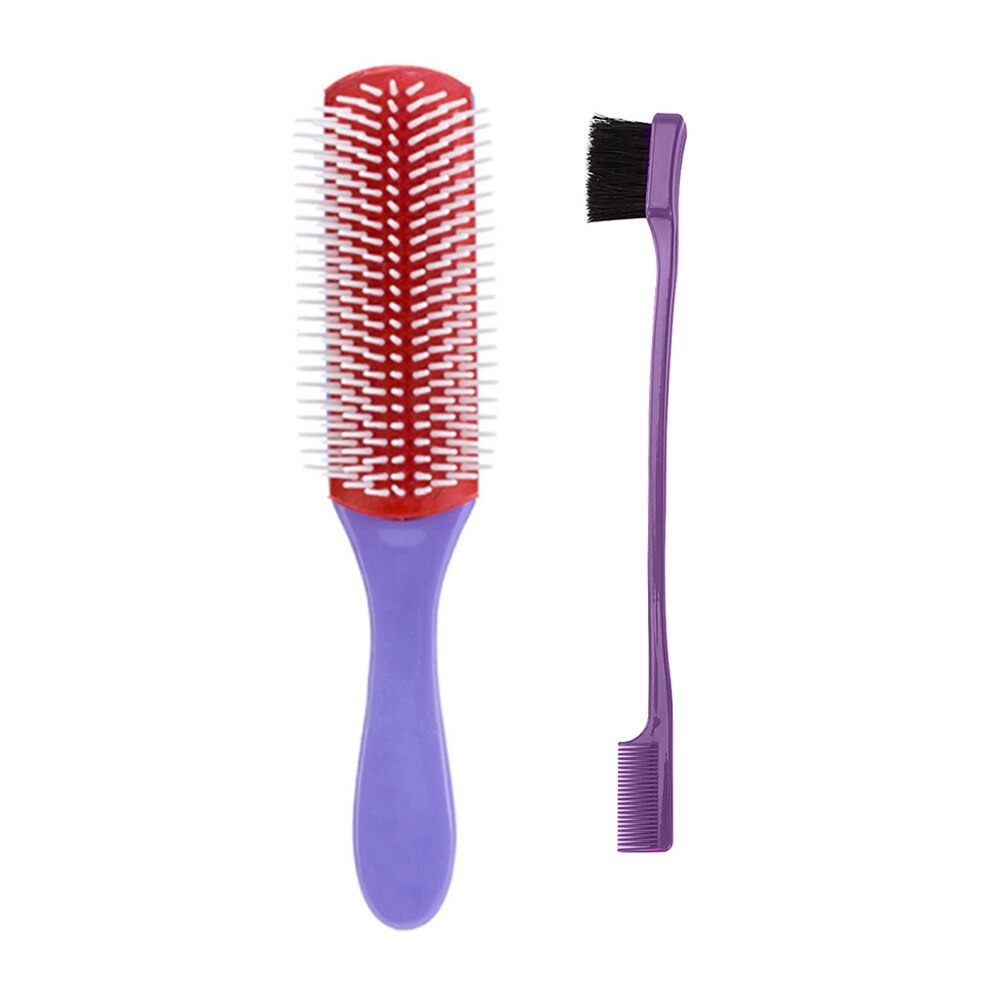 Pude børste nylon børster 9- rækker detangle distribuere produkt krøllet hår hår kam: E
