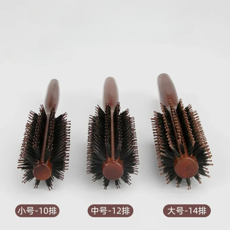 Cepillo redondo de pelo con cerdas de jabalí de madera, herramientas de estilismo antiestáticas para peluquería, peine para pelo rizado, cepillo para el pelo