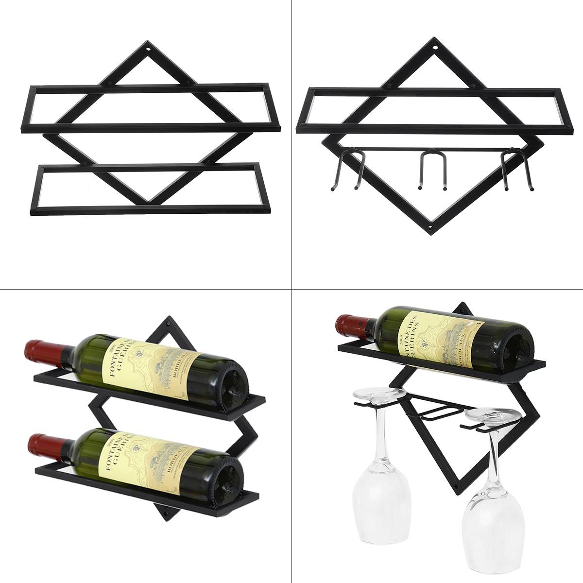 Wall-mounted Wine Rack Bottle Shelf Organizer Storage HoldersWine Cup Rack European Wine Cabinet Wall Display Cabinet