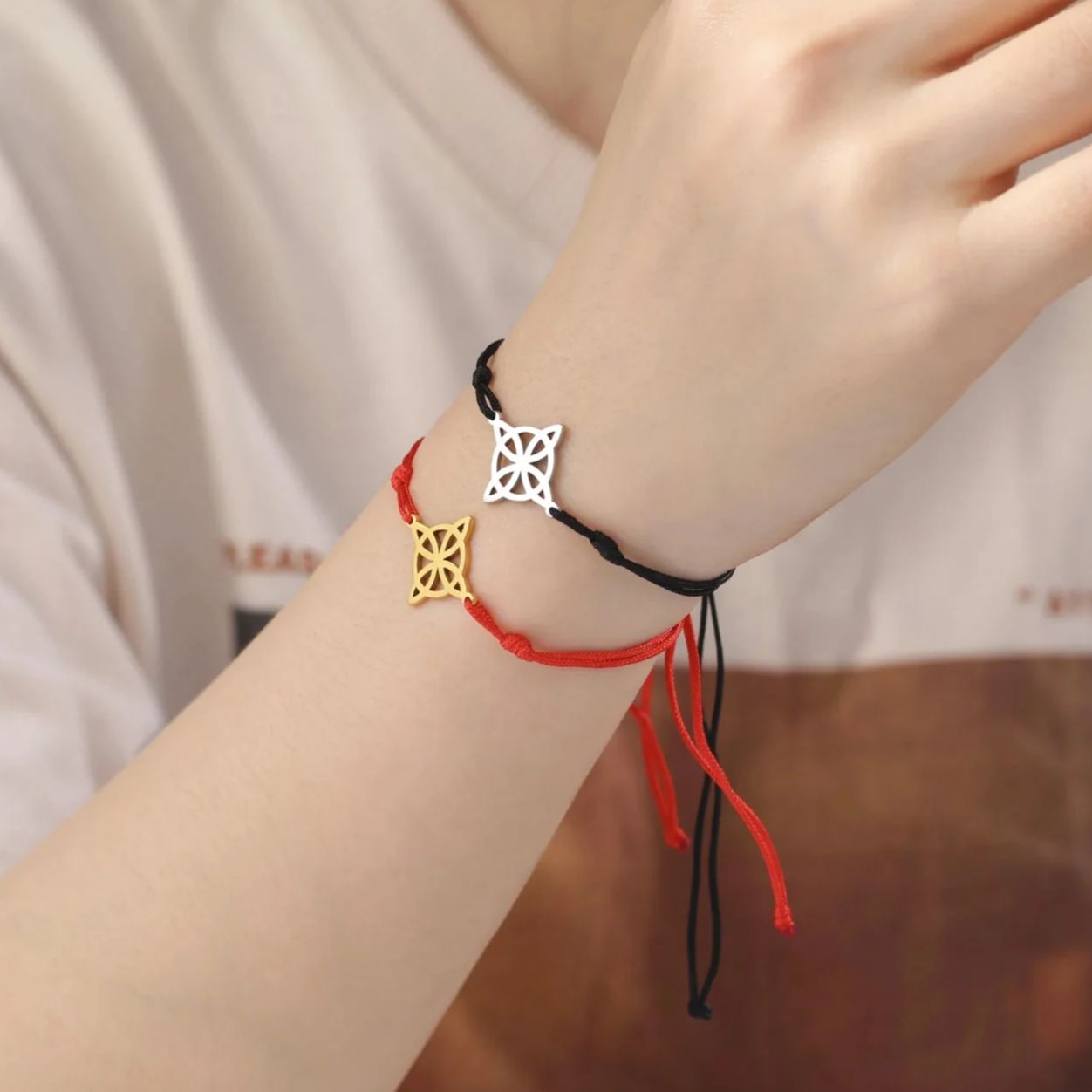 LIKGREAT Bracelet noeud de sorcière irlandaise pour femmes hommes noeud celtique réglable corde tissée bijoux acier inoxydable amulette Talisman