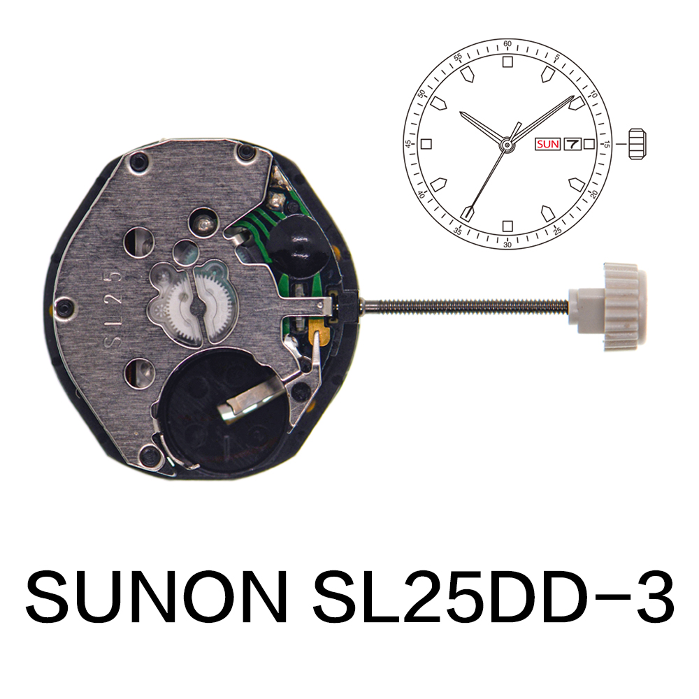 SUNON SL25DD-3 Movement China sl25DD-3 Quartz Movement Calendar Date Display Watch Wristwatch Part Repair Accessories