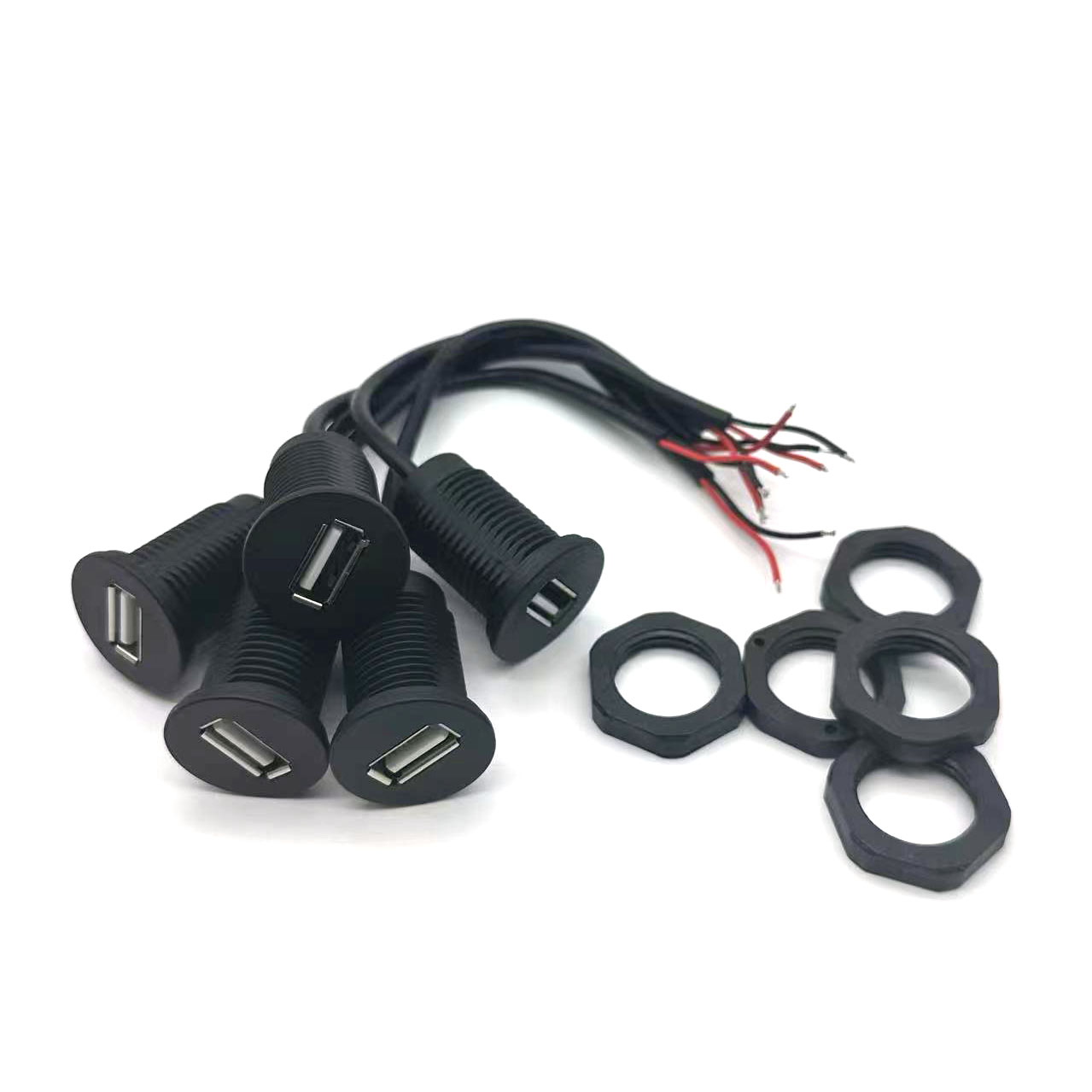 USB waterproof connector with M18 nut female socket 3A high current fast charging socket USB charger socket