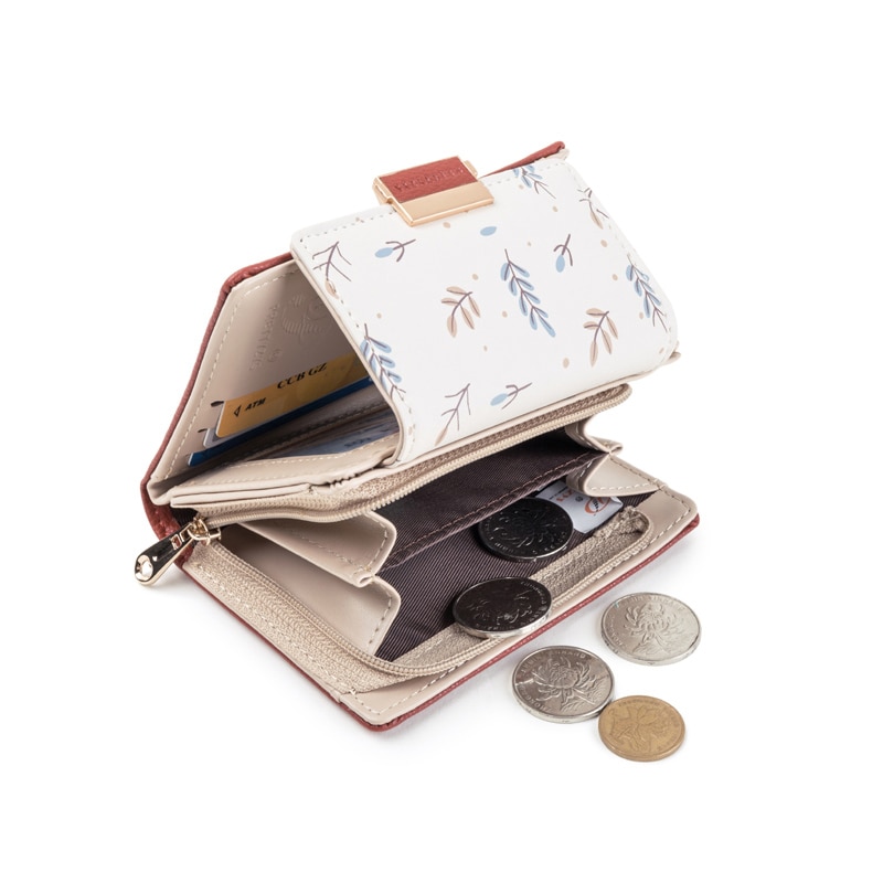 Brand Women Wallet Small Short Fold Purse Printing Contrast color Female Coin Purse Multifunction Coin Pocket