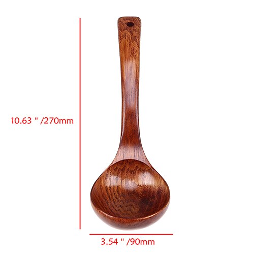 1pc store ske 18/24/27cm lang håndtag madlavning scoop catering naturlige træ bordservice redskaber ske køkken forsyninger: 27 x 9cm