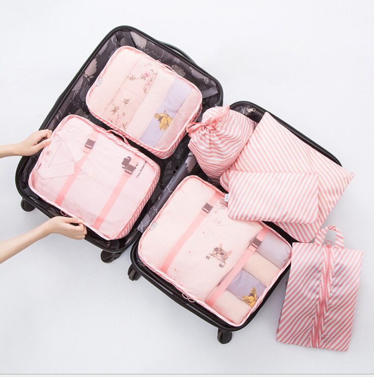 7 stk/sæt pakningsterning til kuffert rejser organisator taske kvinder mænd sko tøj bagage rejsetasker: B