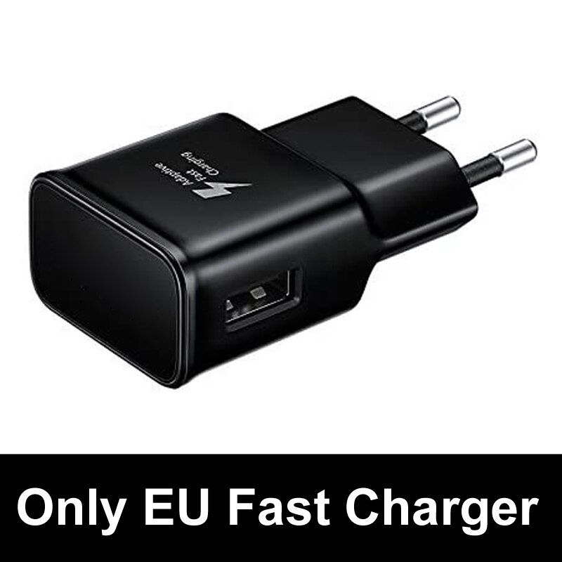 Adaptive Fast Charger Adapter For Samsung Galaxy A10 A20 A30 A40 A50 A70 A51 S9 S8 S10 Plus S10e Note 8 9 Charging Type C Cable: Charger Black
