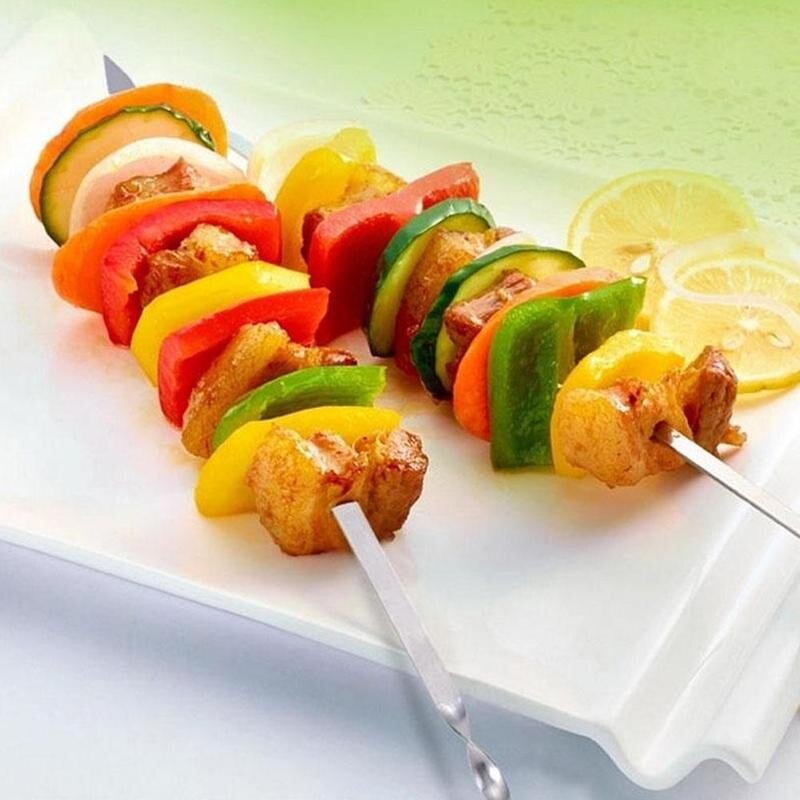 Barras de malvavisco reutilizables, pinchos de barbacoa, aguja, signo de cordero, pinchos de parrilla, accesorios para exteriores, herramientas de barbacoa S0Z2 10 Uds.