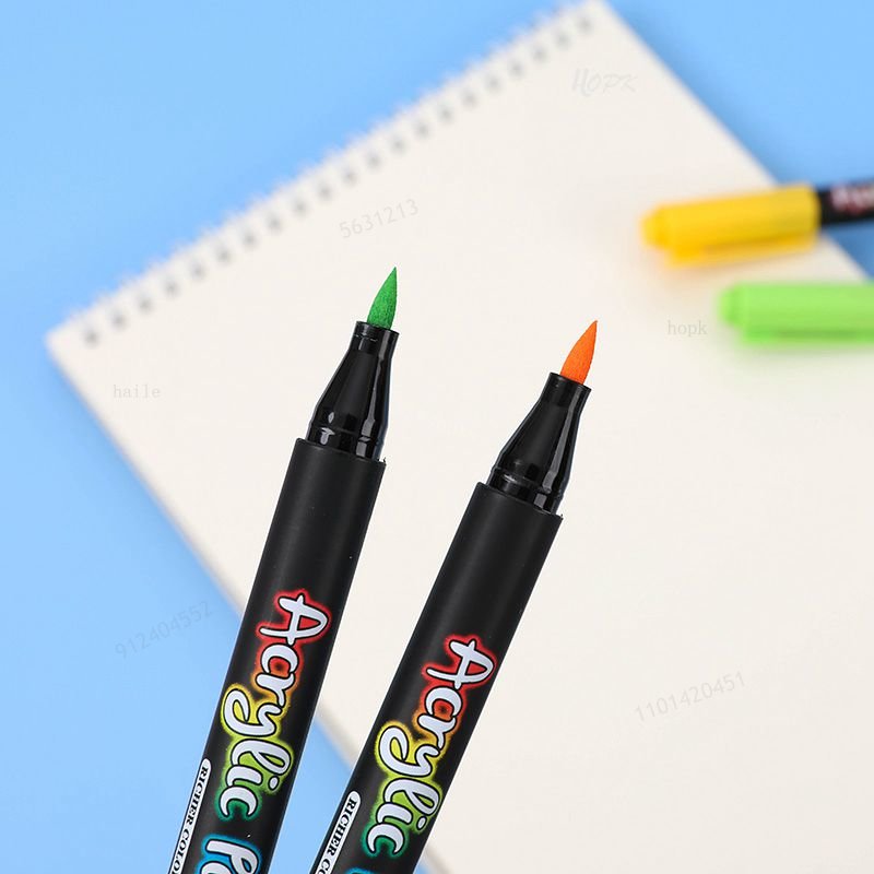 Stylo pinceau pour peinture acrylique 12-60 couleurs, marqueur d'art, stylo à pointe souple pour céramique, roche, verre, porcelaine, tasse, bois, tissu, toile