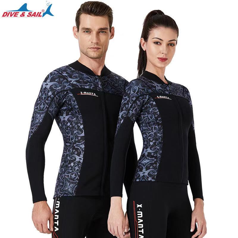 Premium Neoprene 3mm Wetsuits Men's Diving Suit for Dive Scuba Surfing Snorkeling Swimming Jacket Top Diving Zip Up Jacket