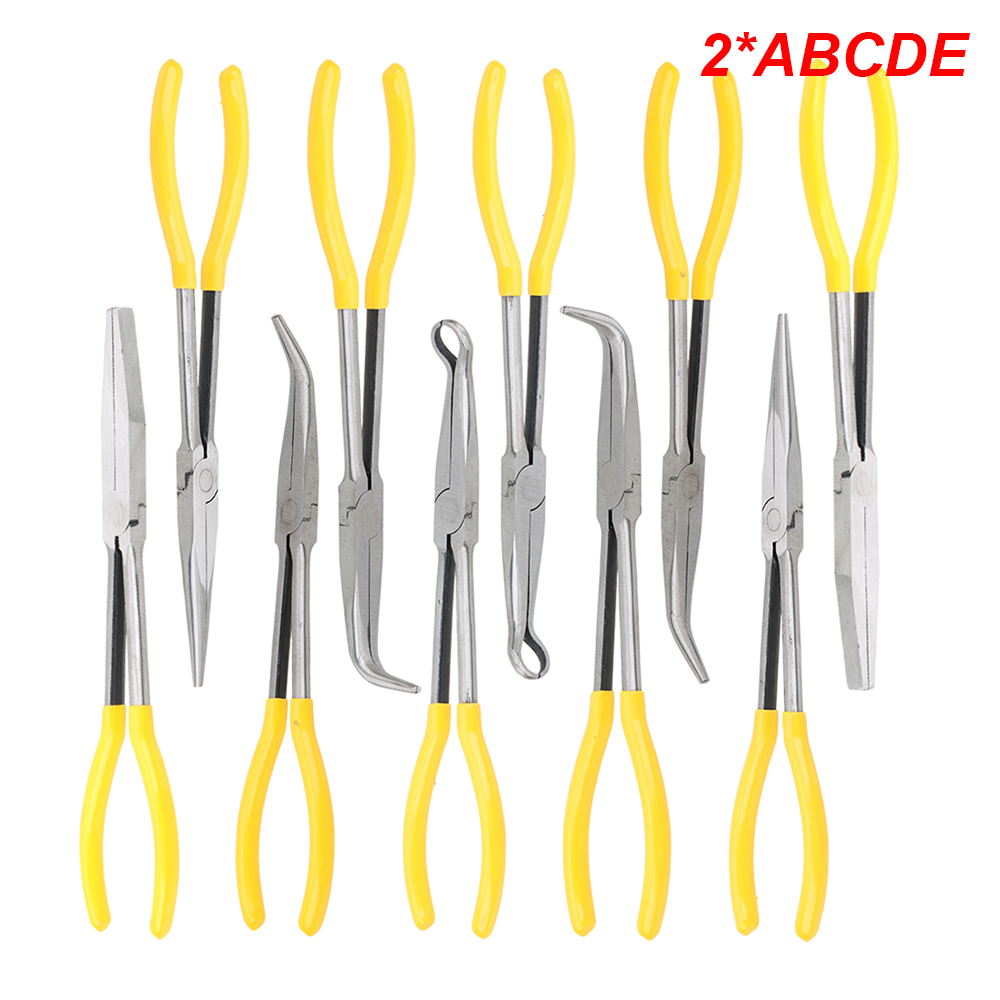 Alicates de punta Extra larga DIY, equipo mecánico de punta recta doblada, herramientas de extracción manual, Clips de llave, Kit de cuidado automático, accesorios para coche
