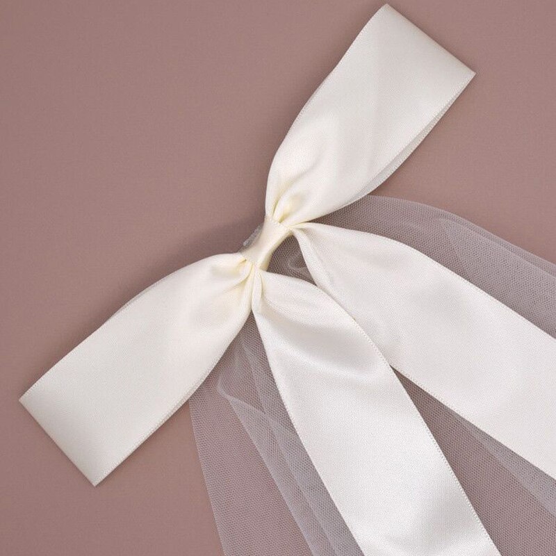 Haar Sluier Met Clips Handgemaakte Bruiloft Accessoires Engagement Hairwear Wit Ivoor Hoofdtooi Verkoop Boog Knoop Bruidssluier