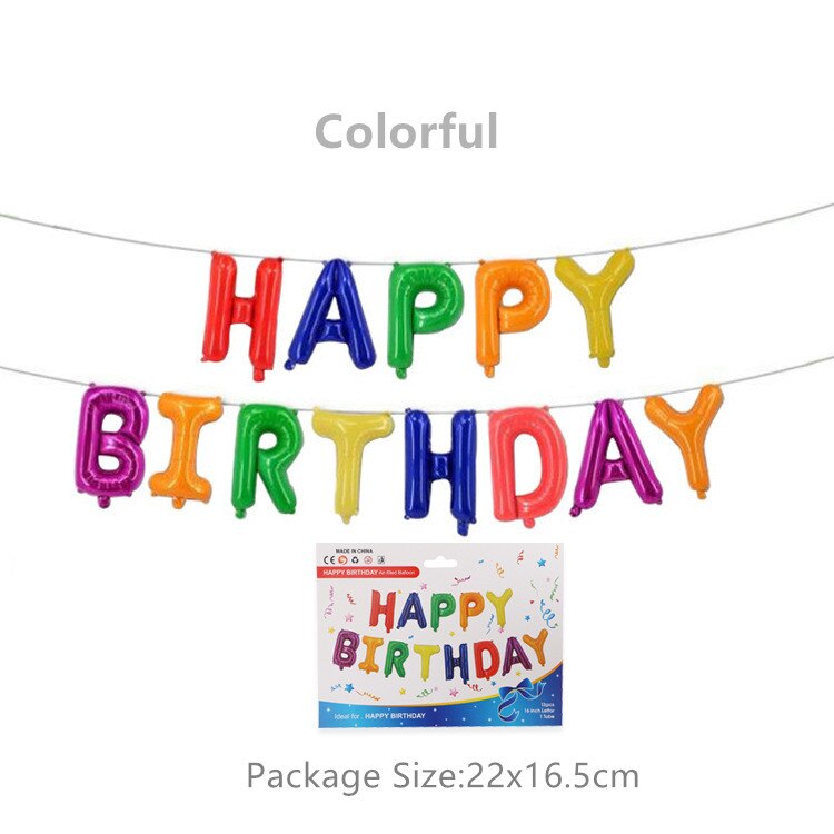 16 inch Letters HAPPY BIRTHDAY Foil Balloons Happy Birthday Party Decoration Kids Alphabet Air Balloons Party Decoration: Colorful