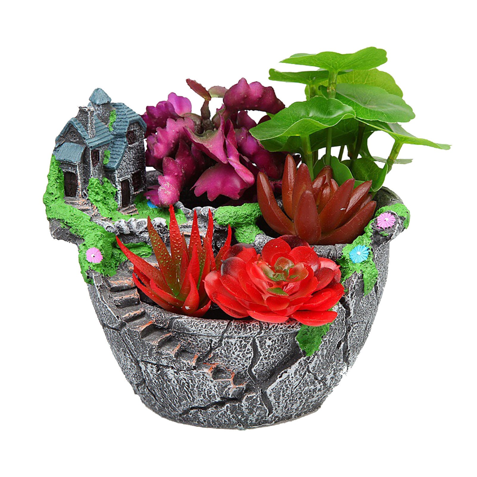 40# Resin Flowerpot Succulent Plants Planter Flower Pot Desktop Potted Holder Home Garden Decoration Bonsai Pots Plants Holder