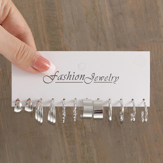 Silver Color Pearl Twist Hoop Earrings Set For Women Jewelry pendientes Vintage Circle Geometric Dangle Earrings Trendy: ROSE GOLD COLOR