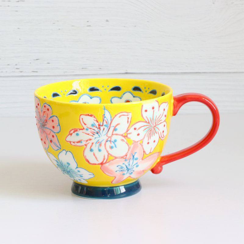 Ceramic Cup Water Cup Embossed Ceramic Cup Breakfast Cup mug: A1