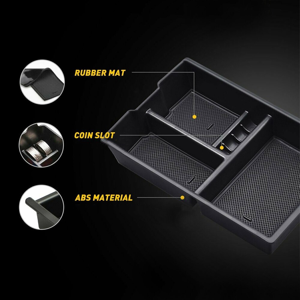1pcs Black Car Center Console Organizer Tray Replacement Central Armrest Storage Box Holder Fit For Dodge RAM 1500
