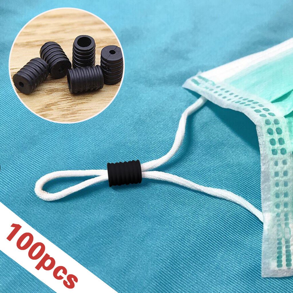 100Pcs Richter Masker Elastische Aanpassing Gesp Platte Aanpassing Gesp Voor Masker Elastische Koord Stopper Touw Slot Diy Strap Cord end: BK