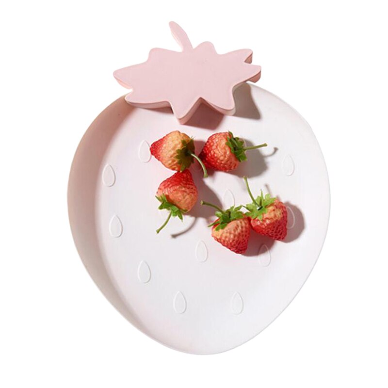 Food Tray Snack Dish Fruit Dry Food Plate Cute Candy Plate Strawberry Shape Fruit Household Plastic Serving Plate For Home: White strawberry