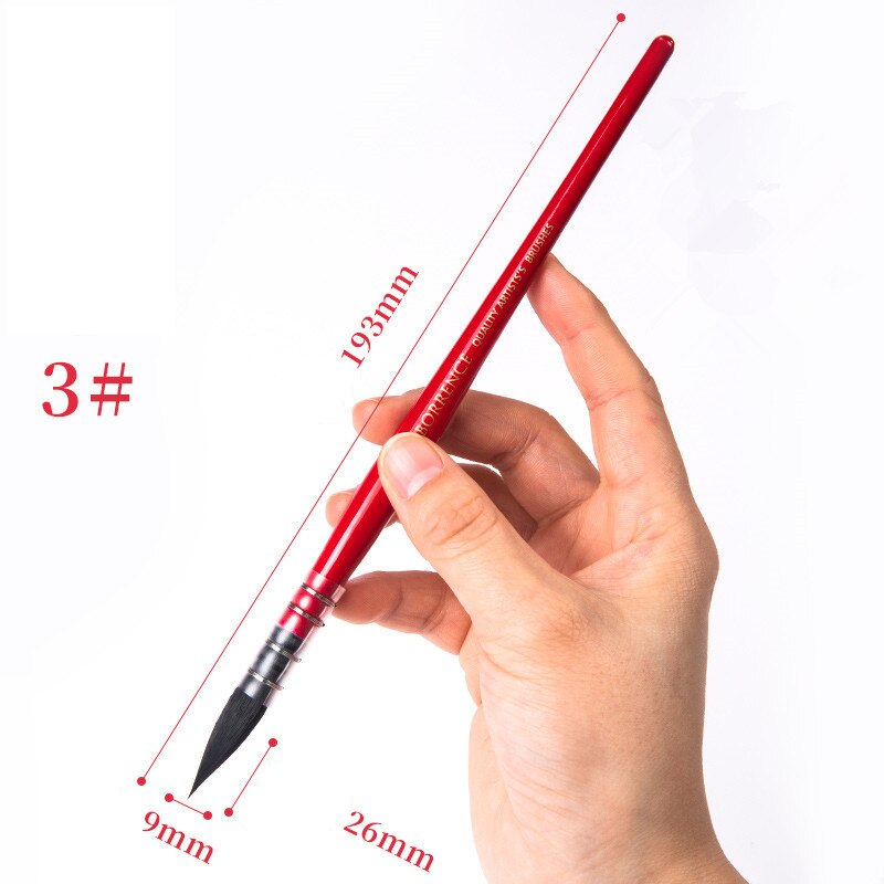 Pincel de pelo de ardilla para pintura de Acuarela, Pinceles puntiagudos de para acuarelas, 1 unidad: number 3