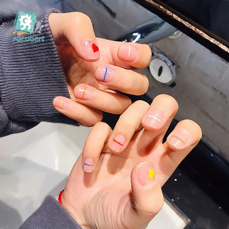 1 stuk zelfklevende nagelstickers uit de hyuna-serie met eipatroon, nageltips, 3d manicurestickers, nageldecoratietools in regenboogkleuren.
