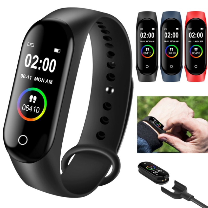 M4 smarte ure sportsarmbånd til kvinder led skærm fitness traker bluetooth vandtætte dameure sportsmærke digitalt ur