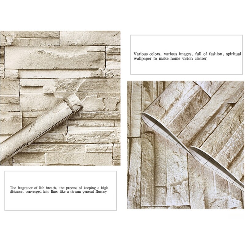 Rock Wallpaper-Stacked Stone Wallpaper-Faux Brick Wallpaper, Stone Self-Adhesive