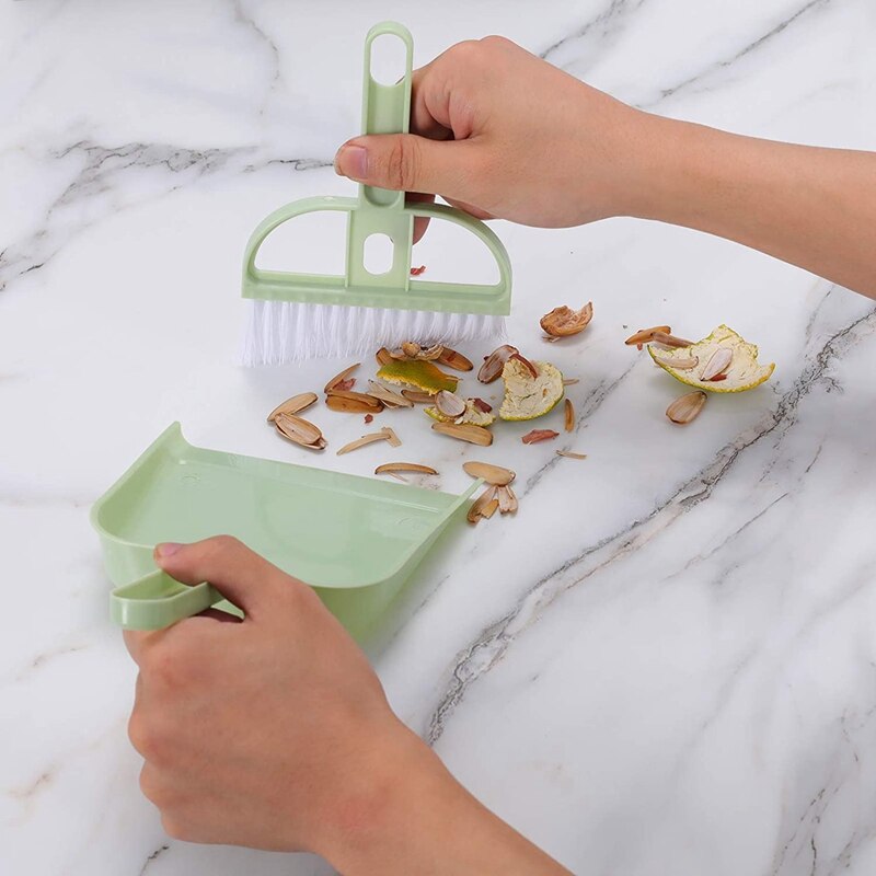 3 Pack Mini Hand Bezem En Stoffer Set Kleine Stof Pannen Met Borstel Set Schoonmaak Tool Voor Bureau, auto En Dier Afval