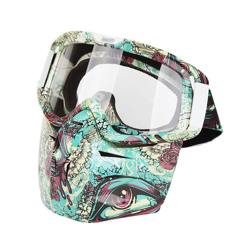 Kleurrijke motorfiets full face masker bril flexibele moto bril skibril gezichtsmasker motocross skibril atv dirt bike utv