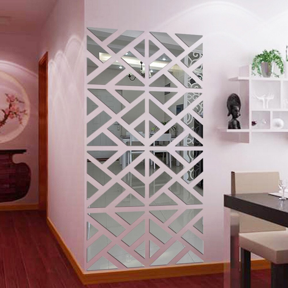 32 piezas espejo hexágono vinilo extraíble pegatina de pared decoración del hogar arte DIY habitación decoración dormitorio decoración Sala H5: Plata
