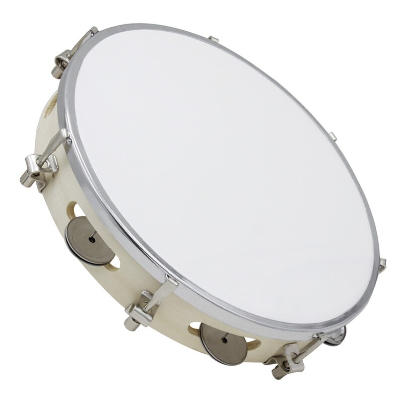 10 Inch Hand Held Tamboerijn Capoeira Drum Pandeiro Bell Birch Metalen Jingles Samba Brasil Hout Muzikale Percussie