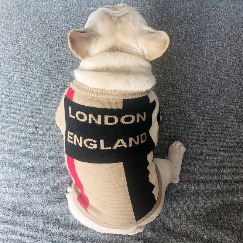 Hond Ronde Hals Trui Engeland Check Teddy Hond Kostuum Corgi Machtsstrijd Franse Bulldog Vet Hond Kleine Hond Trui Huisdier kleding