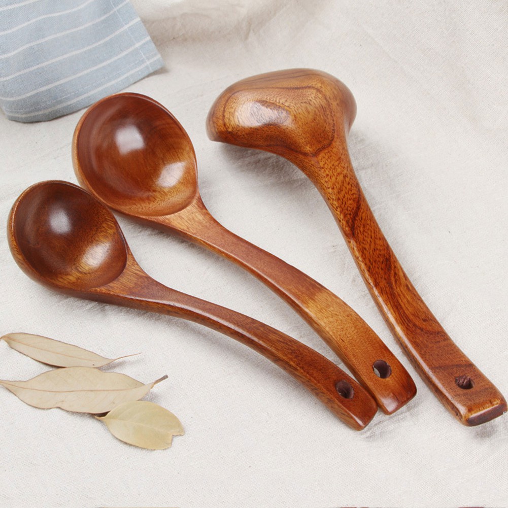 Hout Soep Lepel Lange Steel Rijst Koken Lepels Keuken Grote Pollepel Pot Lepel Houten Servies Kookgerei