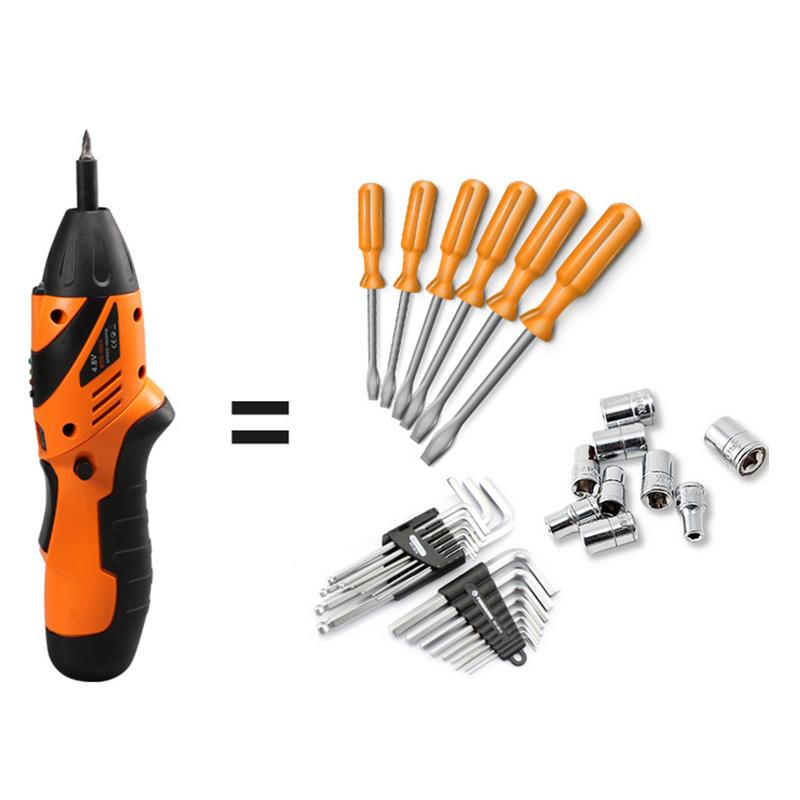 45 Stks/set 4.8V Elektrische Schroevendraaier Huishoudelijke Elektrische Boor Draadloze Oplaadbare Handboor Screwer Huishoudelijke Diy Gereedschap