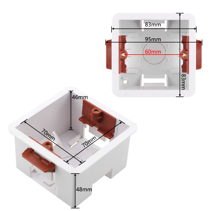 Electrical Box Dry Lining Box For Drywall / Gypsum Board / Plasterboad 46mm Depth Wall Socket Box Wall Switch Box Cassette
