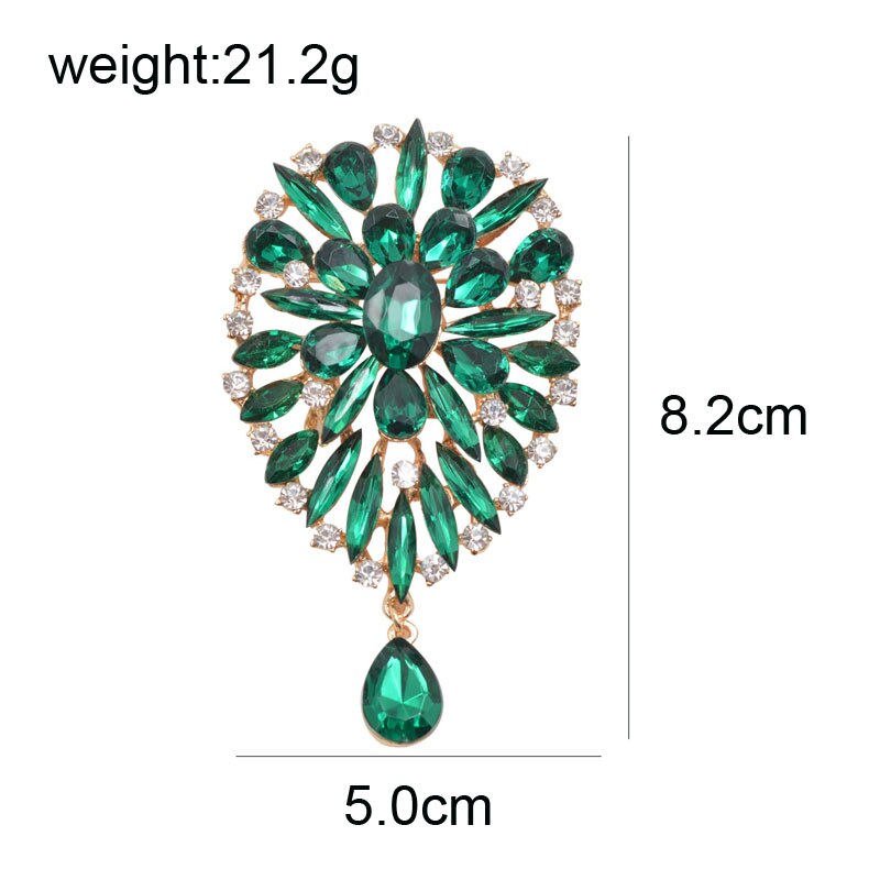 2 Colors Available Big Crystal Water Style Brooches for Women Dress Coat Brooch Pins Scarf Buckle Luxury Brooch