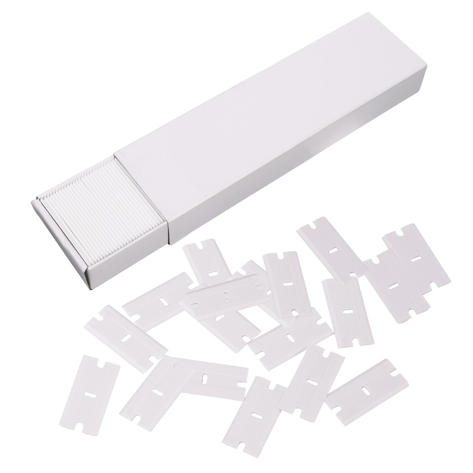 Ehdis 100 stück/packung doppelklingen-kunststoffrasierklingen, autofenster-haushaltsreinigungswerkzeug, windschutzscheibenkratzer, kleberflecken, schneebeseitigung