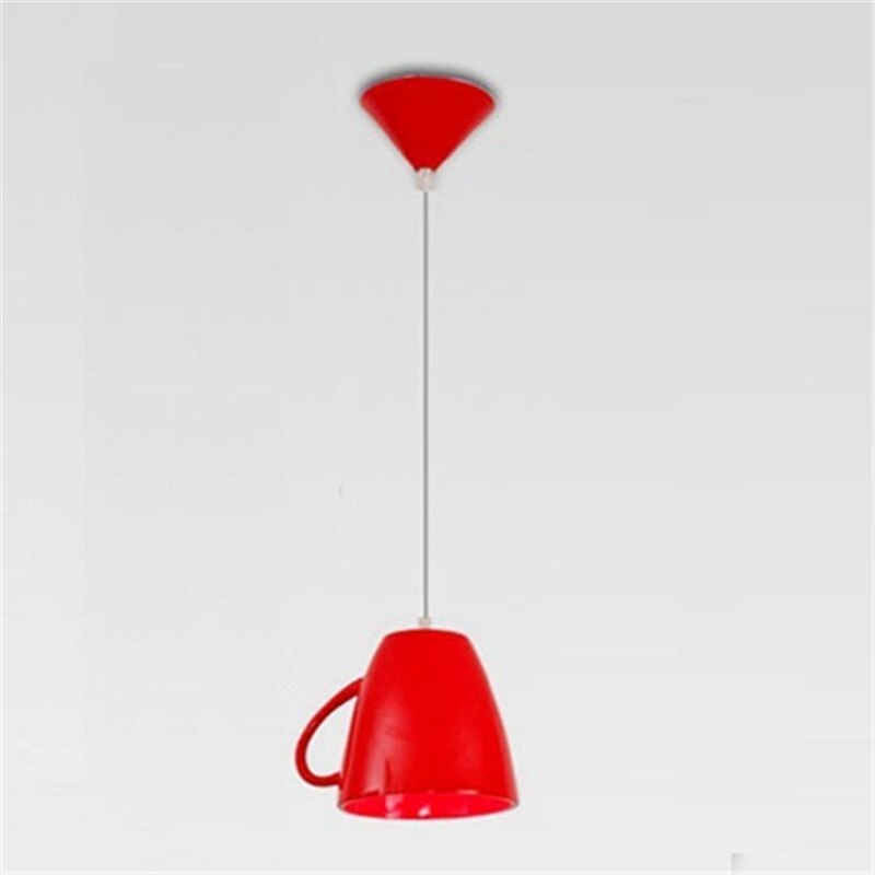 Moderne résine théière pendentif lumières thé tasse suspension lampe cuisine barre/café suspension lampe pour salle à manger décor éclairage Fixturess: red cup