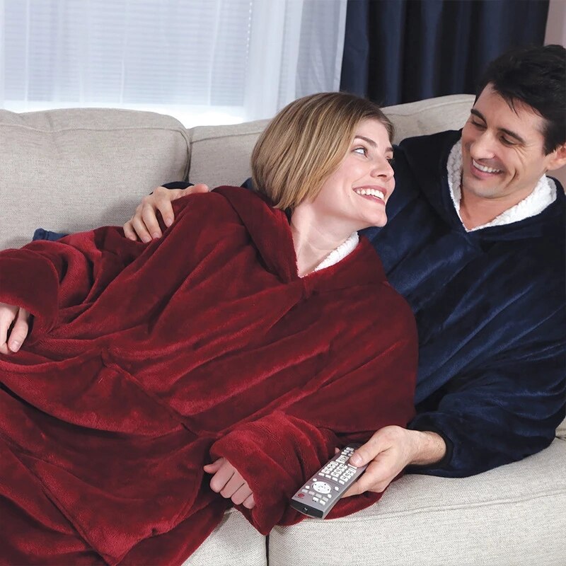 Winter Blanket with Sleeves Oversized Hoodie Fleece Warm Hoodies Sweatshirts Giant TV Blanket Hoody Robe