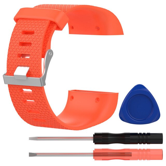 Silicone Replacement Watch Wrist Strap Band For Fitbit Surge Smartwatch Band Wristbands With Screwdriver Accessory Belt Bracelet: Orange / S Size