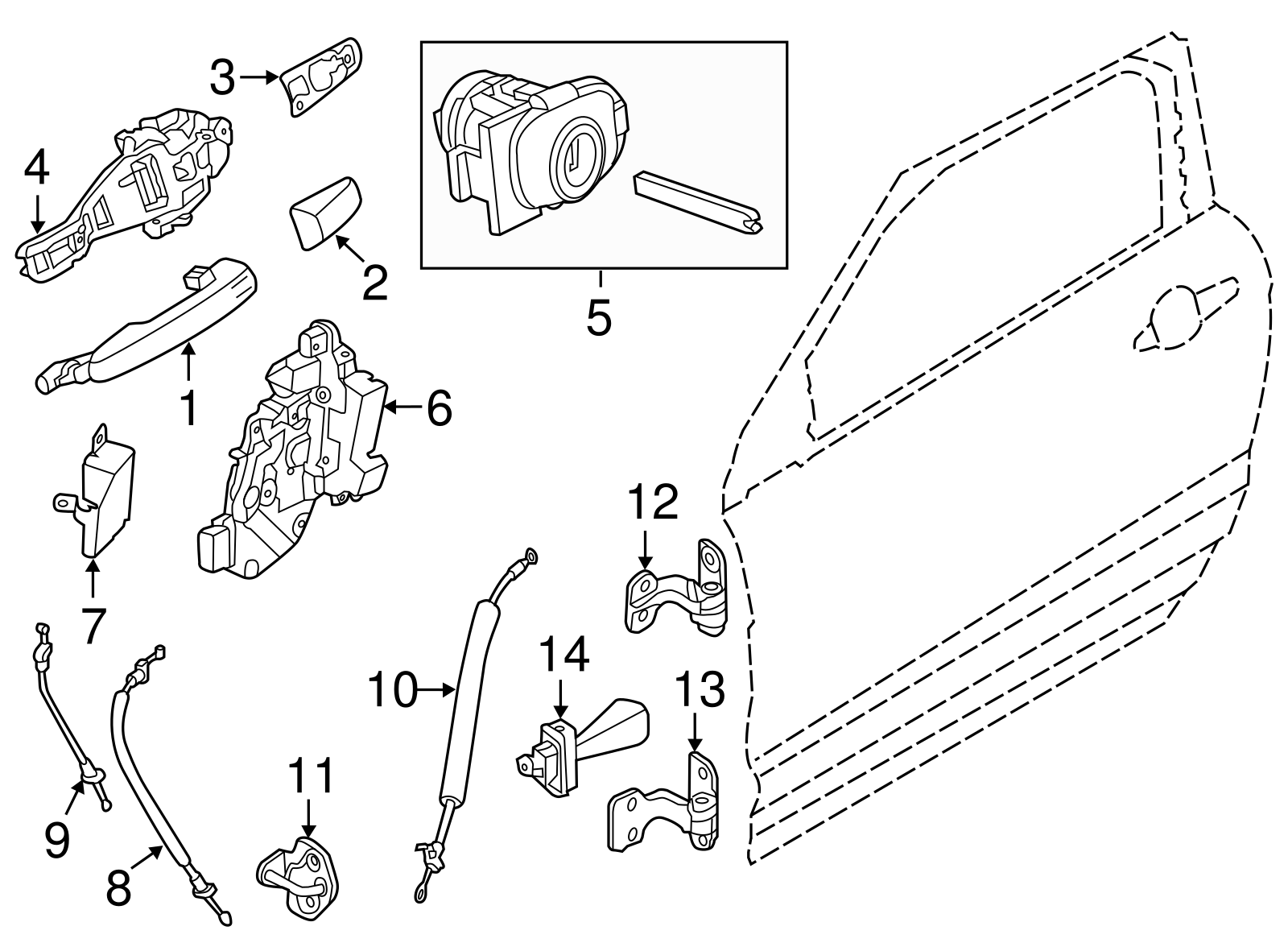 front door external latch cable for Land Rover Range Rover Evoque outside door release control Lock Cable LR025409