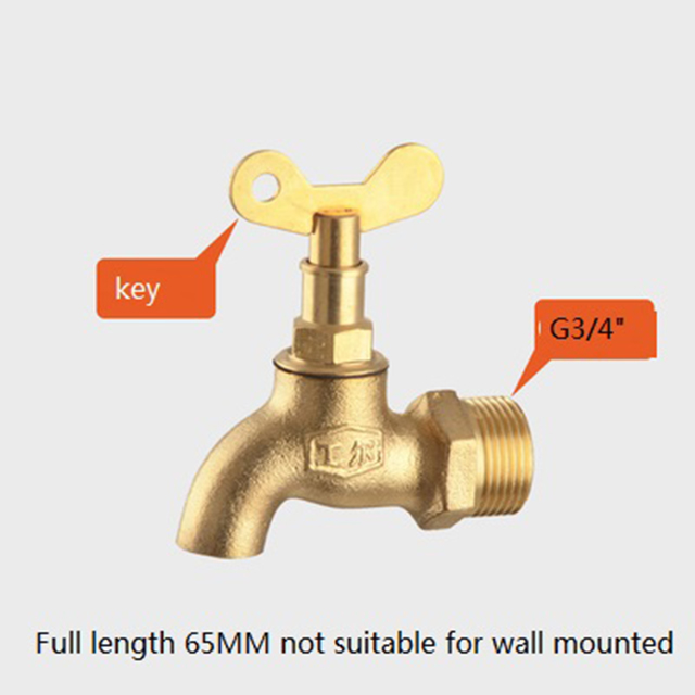 Wall Mount Brass Bibcock Washing Machine Tap Outdoor Garden Faucet With Lock Washing Machine Faucet car wash Faucet: G