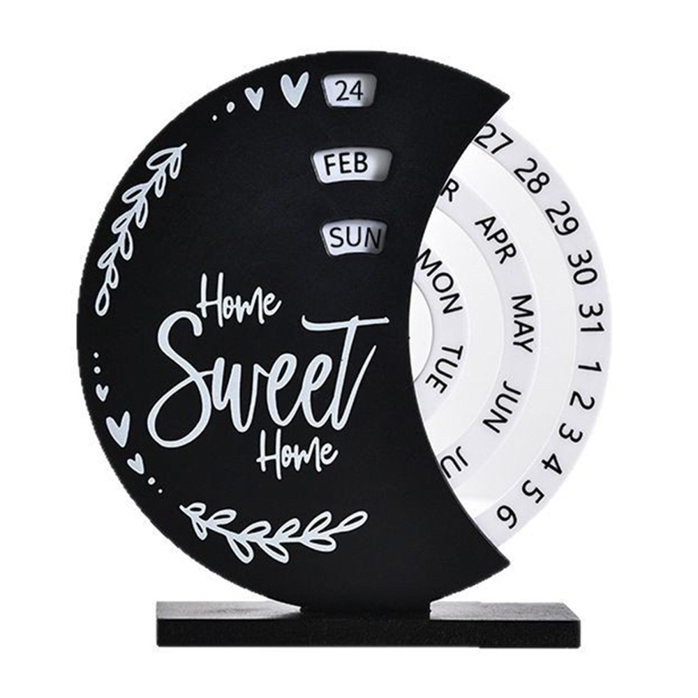 Calendario de escritorio giratorio Manual , calendario perpetuo de tiempo ajustable DIY, indicador de fecha y mes multiusos: BLANCO