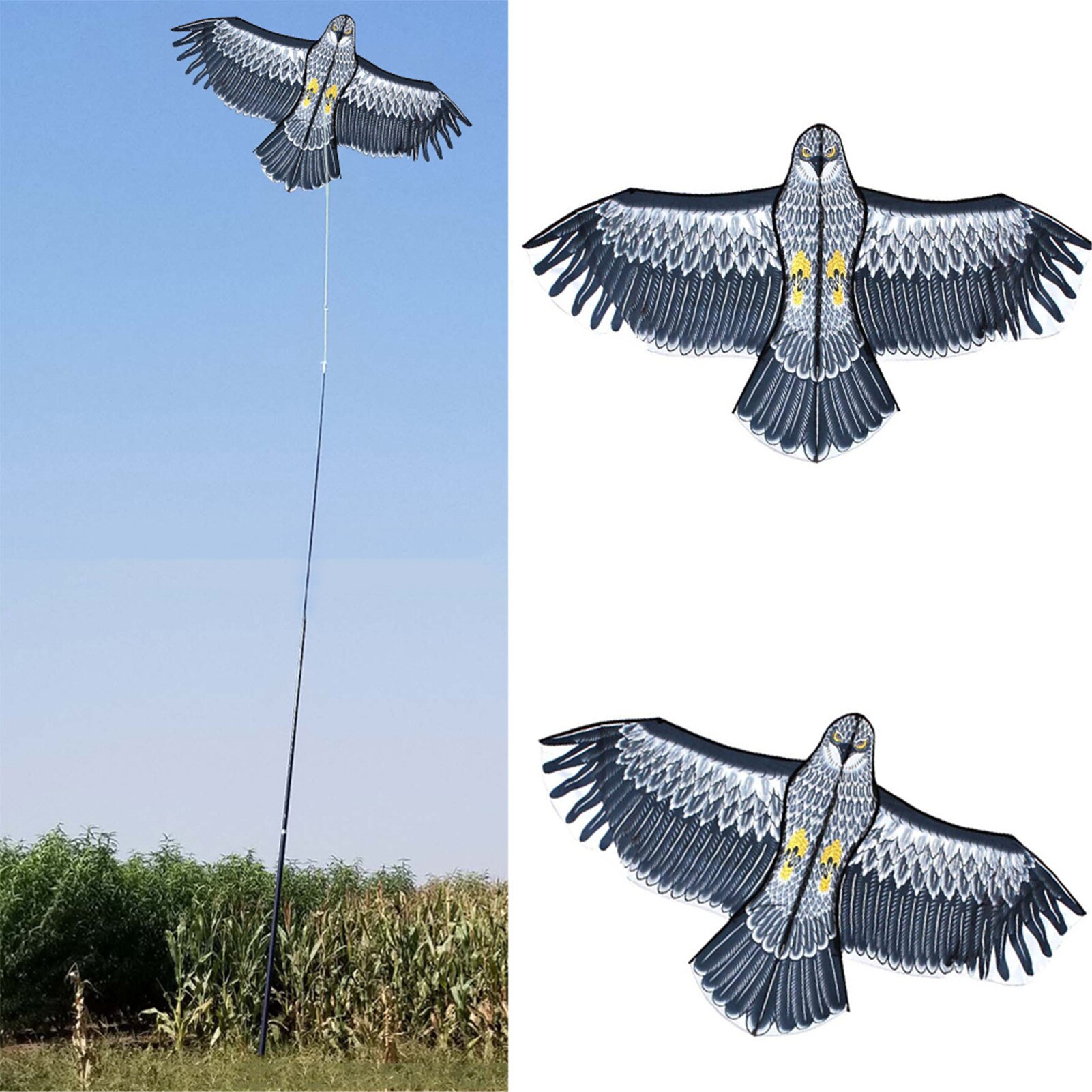 Bird Scarer Emulation Flying Drive Bird Kite Scarecrow Yard Home Breeze Easy To Fly Bird Repeller 2M Kite Line For Garden Farm
