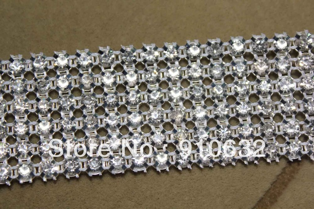 1 yard diamant 6 rækker 5mm a klasse ægte rhinsten krystal bryllupskage banding trim kage bånd syning til taske sko tøj