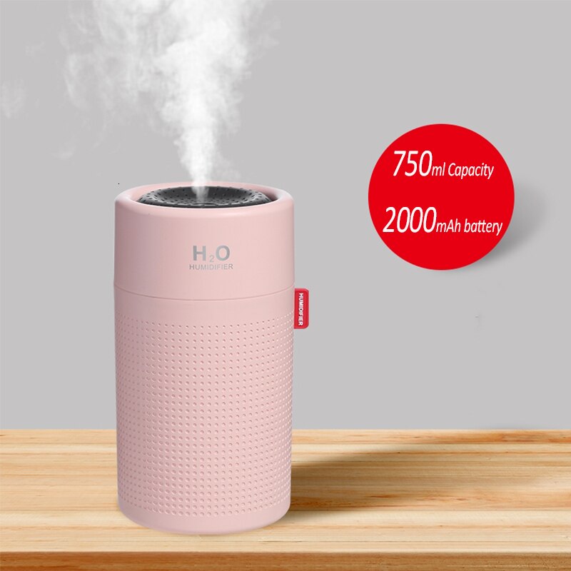 Drahtlose Luftbefeuchter USB Portbale Aroma Diffusor 2000mAh Batterie Wiederaufladbare Umidificador Ätherisches Öl Humidificador: 750ML Rosa