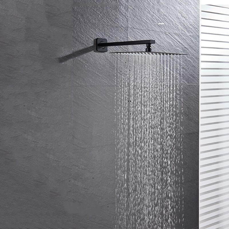 Svart badkar dusch regnspruta 304 rostfritt stål fyrkantigt duschmunstycke högtrycksbadrum toppsprinkler