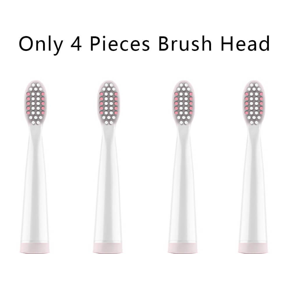 Brosse à dents électrique à ultrasons détartreur dentaire Rechargeable nettoyant pour dents: Only 4 Heads Pink