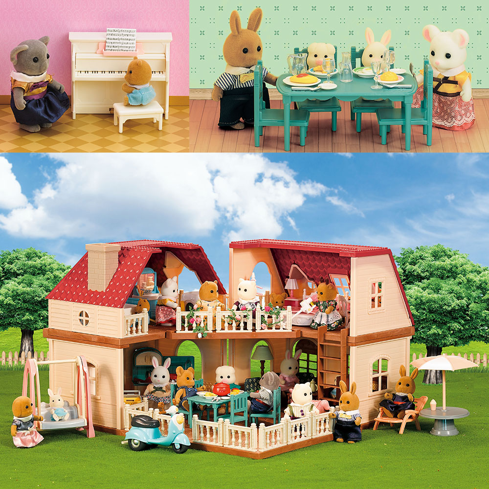 Puppenhaus Miniatur Maßstechen 1:12 Wald Familie Hase Villa Haus Einkaufszentrum Küche essen Zubehör Simulation einstellen Mädchen