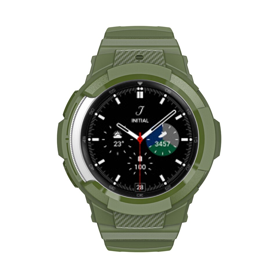 Pasek silikonowy + etui do zegarka Samsung Galaxy 4 klasyczny pasek sportowy 46mm 42mm zintegrowany pasek do zegarka Galaxy Watch4Classic: green / Watch 4 Classic 46mm