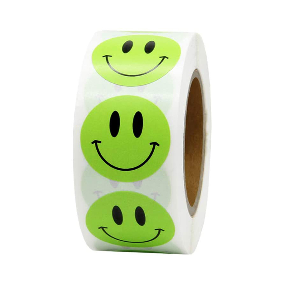 1 Roll/500Pcs Smiley Gezicht Stickers Gelukkig Gezicht Dank U Sticker Roll Cirkel Stippen Papieren Etiketten Beloning Stickers leraren Sticker: Z1